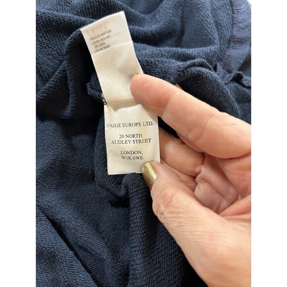 Paige Brielle Tee Shirt Dress Navy Blue XS Drawstring Waist Flutter Sleeve - Picture 15 of 16